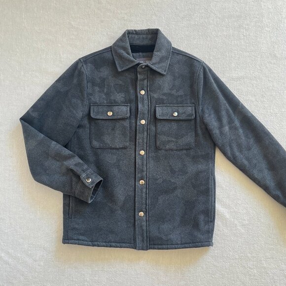 Men's Slate & Stone Gray Camouflage Sherpa Lined Shacket Jacket Size Small - Picture 3 of 7